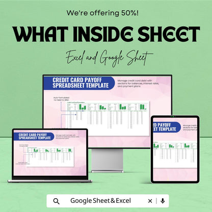 Credit Card Payoff Spreadsheet Template | Excel & Google Sheets Debt Tracker | Credit Card Debt Payoff Planner