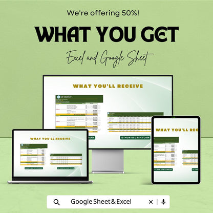 Budget Cash Flow Template | Excel & Google Sheets | Cash Flow Statement | Business Budget Planner