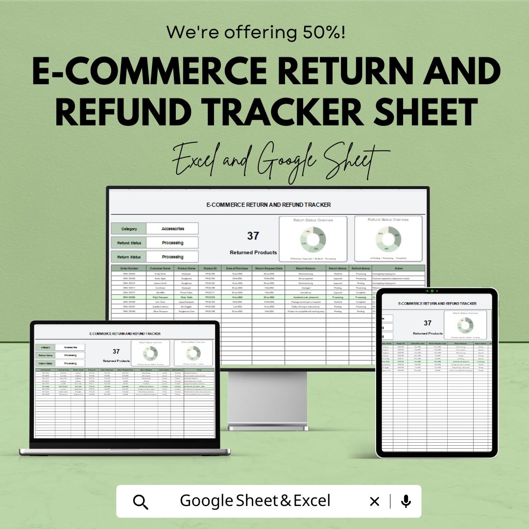 E-Commerce Return and Refund Tracker Sheet – Excel & Google Sheet Template for Hassle-Free Management