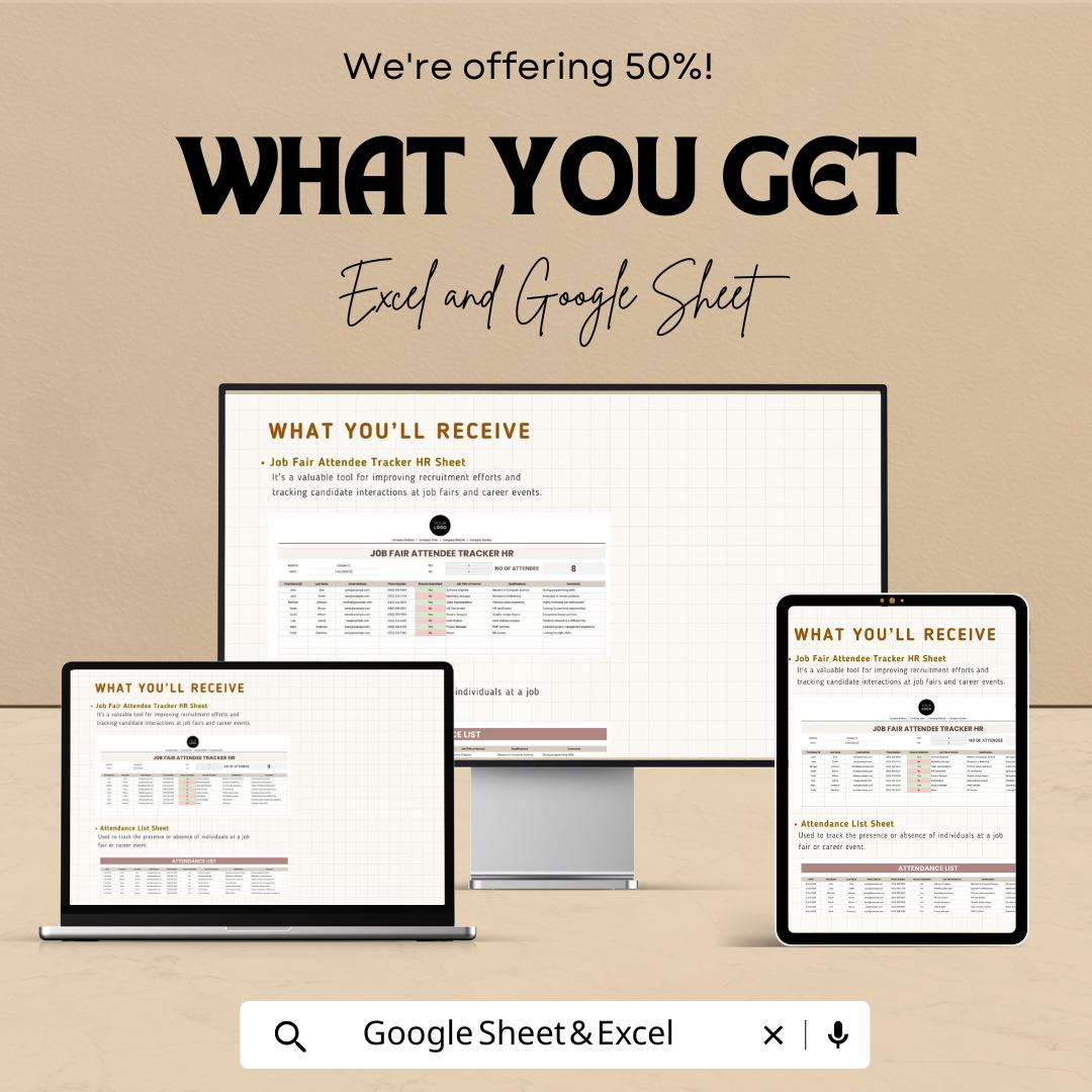 Job Fair Attendee Tracker HR Sheet | Excel & Google Sheets | Event Registration | Candidate Log | HR Spreadsheet | Instant Download