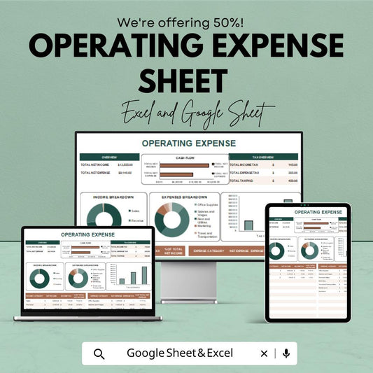 Operating Expense Sheet | Google Sheets and Excel Template | Expense Tracker | Business Budget Planner | Cash Flow & Income Breakdown