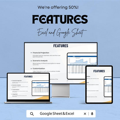 Business Plan Forecast Template | Financial Projection sheet | Revenue and Expense Forecast | Excel & Google Sheets | Business Planner