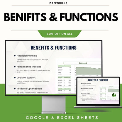 Budget Sales Forecast Template, Sales Forecast Spreadsheet, Revenue Projection Tool, Google Sheets Excel