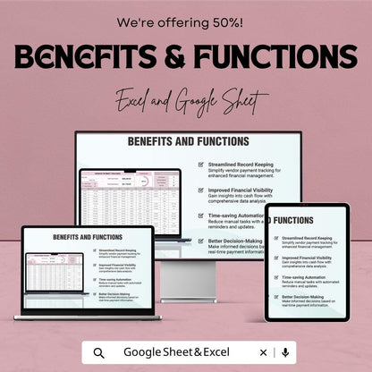 Vendor Payment Tracking Template | Accounts Payable Tracker Excel | Vendor Invoice Tracker Spreadsheet | Payment Management Sheet