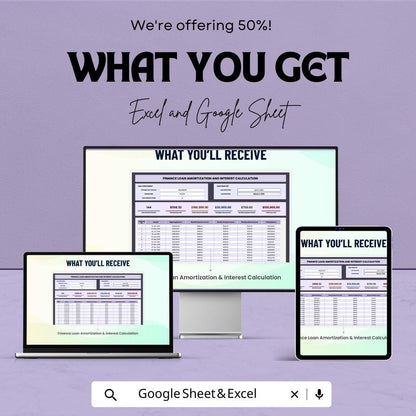 Loan Amortization Spreadsheet, Interest Calculation Template, Finance Loan Tracker, Payment Schedule Calculator, Excel Google Sheets