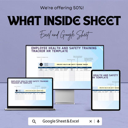 Employee Health and Safety Training Tracker | HR Safety Training Template | Excel & Google Sheets | Employee Compliance Record