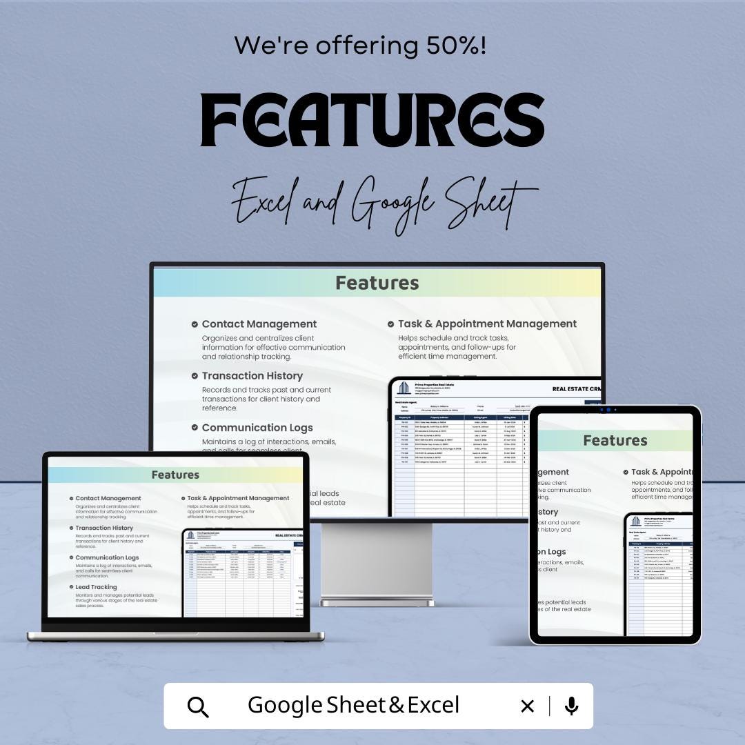 Real Estate CRM Template | Realtor Client Management | Excel & Google Sheets