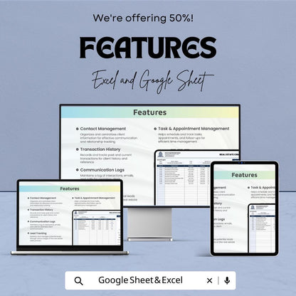 Real Estate CRM Template | Realtor Client Management | Excel & Google Sheets