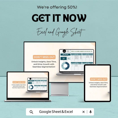 Startup Customer Segmentation Analysis Tool Template | Excel and Google Sheets Dashboard | Automated Charts Pivot Tables Customer
