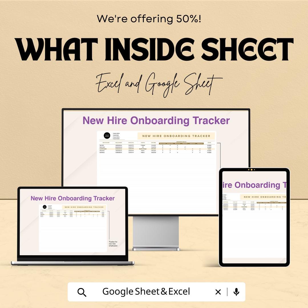 New Hire Onboarding Tracker HR Sheet | Google Sheet | Employee Onboarding Checklist | HR Onboarding Template | Employee Details Tracker