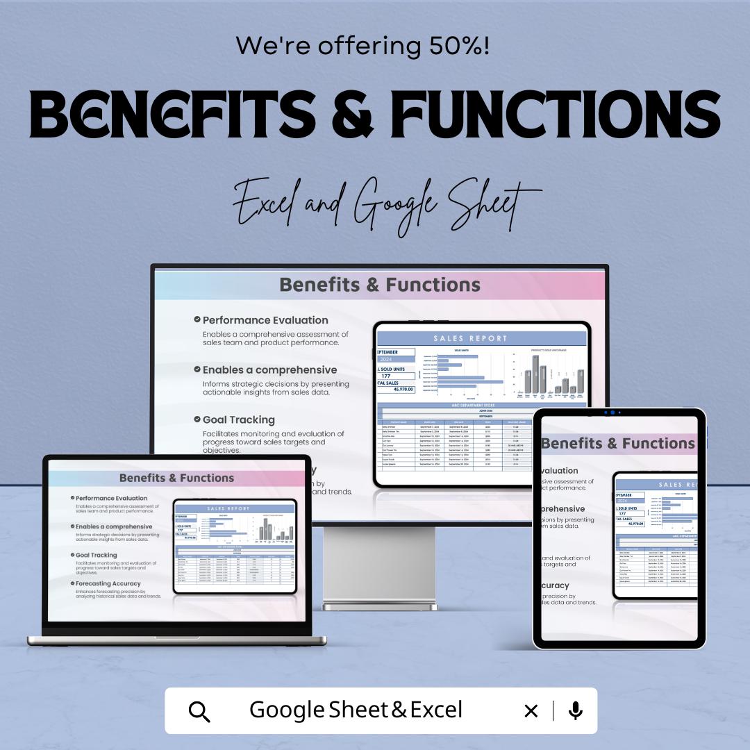 Sales Report Template | Sales Dashboard Google Sheets | Monthly Sales Tracker | Product Performance Report | Sales Analysis Spreadsheet |