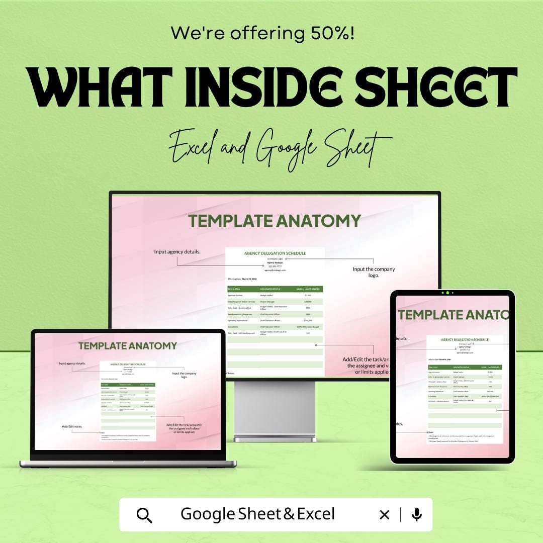 Agency Delegation Schedule Template - Google Sheets | Task Management | Project Delegation Tool | Streamline Contracts & Prioritize Tasks
