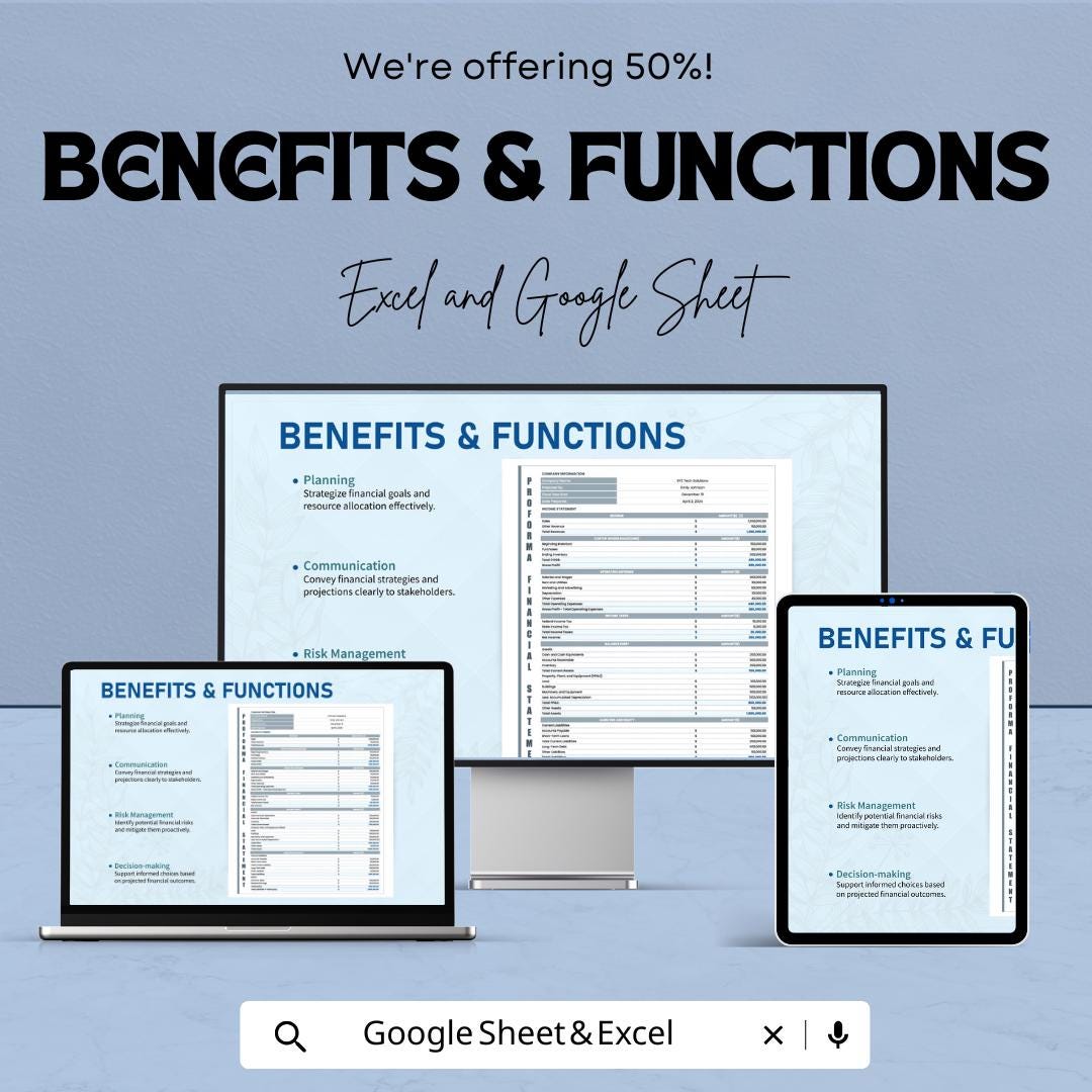 Proforma Financial Statement Template | Financial Projection Template | Business Finance Planner