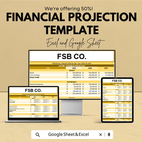 Financial Projection Template | Business Financial Plan Spreadsheet | Excel and Google Sheets Forecast Tool | Budget Planner Template