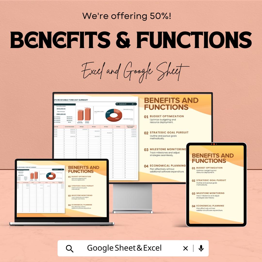 Finance Accounts Receivable Forecasting Template | Cash Flow Tracker | Accounts Receivable Excel Sheet | Business Finance Planner