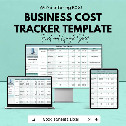 Business Cost Tracker Template | Expense Tracker Excel | Budget & Cost Management Sheet | Small Business Expenses Log