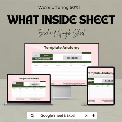 Trucking Expense Template | Truck Driver Expense Tracker | Excel & Google Sheets | Owner Operator Accounting | Fleet Expense Log