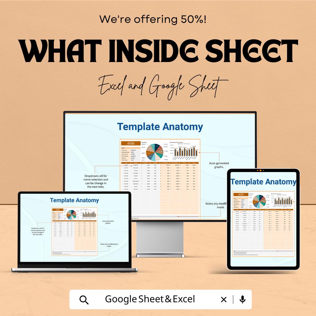 Sales Incentive ROI Calculator Sheet - Excel and Google Sheet for ROI Tracking and Optimization - Commission & Performance Analysis Template