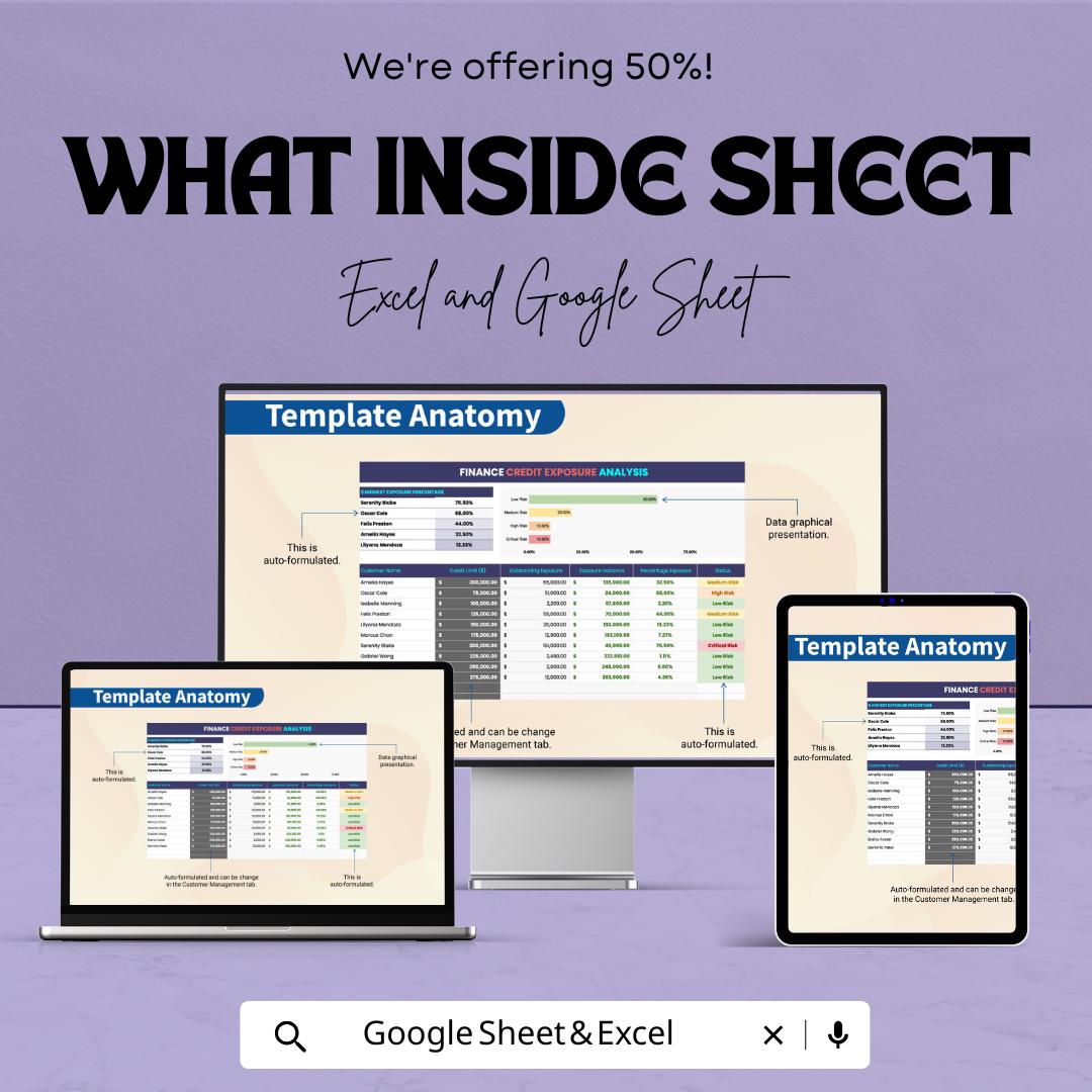 Finance Credit Exposure Analysis Template | Credit Exposure Dashboard | Financial Risk Management Spreadsheet