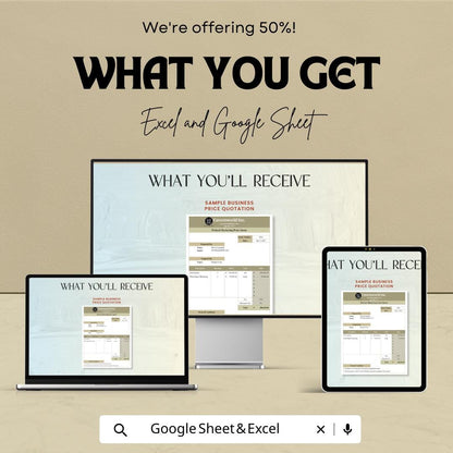 Sample Business Price Quotation Sheet | Excel and Google Sheets Template | Customizable & Professional | Instant Download