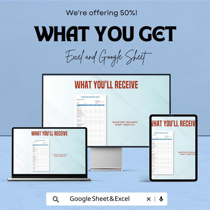 Quarterly Balance Sheet Template | Excel & Google Sheets | Business Finance Tracker | Editable Financial Statement | Instant Download