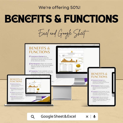On-Site Off-Site Construction Budget Template | Construction Cost Spreadsheet | Contractor Cost Tracking Tool