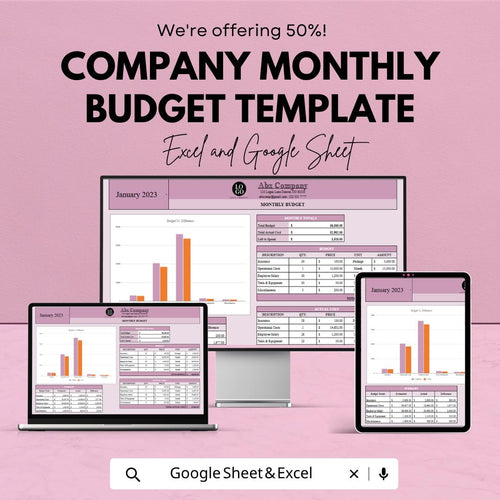 Company Monthly Budget Template | Business Budget Spreadsheet | Financial Tracker Template | Small Business Finance Planner