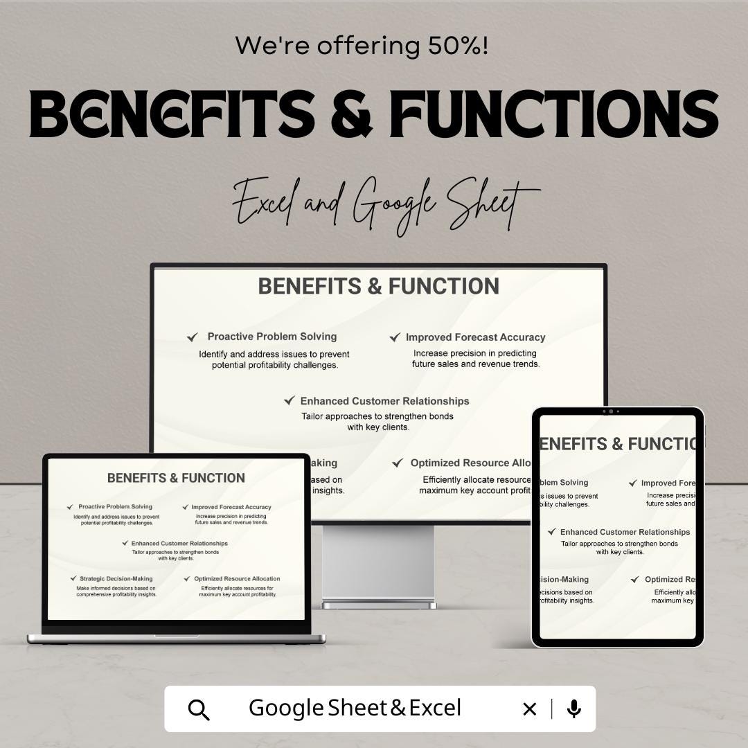 Sales Key Account Profitability Analysis Template |  Margin Analysis, KPIs, Forecast, Sales Performance Tool