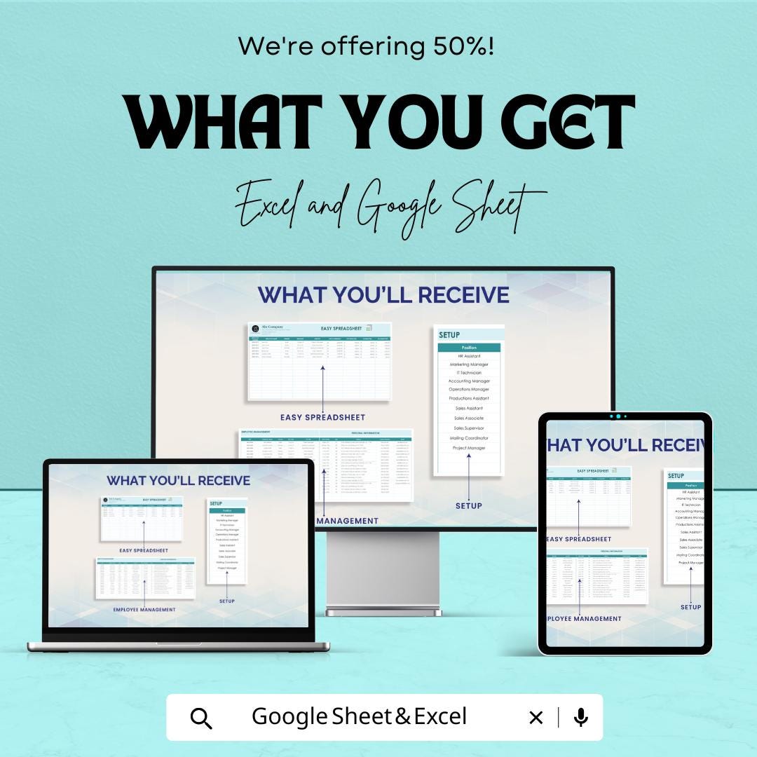 Easy Spreadsheet Template | Excel and Google Sheets | Simple Data Tracker | Business Management Sheet | Editable Budget and Record Template