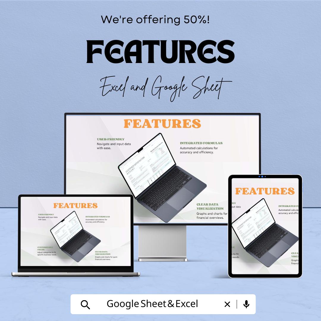 Customer Satisfaction Report Template for Business Feedback | Excel & Google Sheets | 50% OFF
