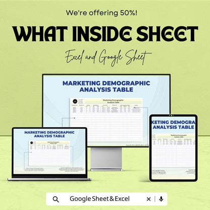 Marketing Demographic Analysis Table Template | Excel and Google Sheets | Customer Segmentation & Market Research Spreadsheet