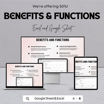 Tenant-Lease Questionnaire Sheet | Excel & Google Sheet | Tenant Information Form | Lease Agreement Form | Rental Management Tool