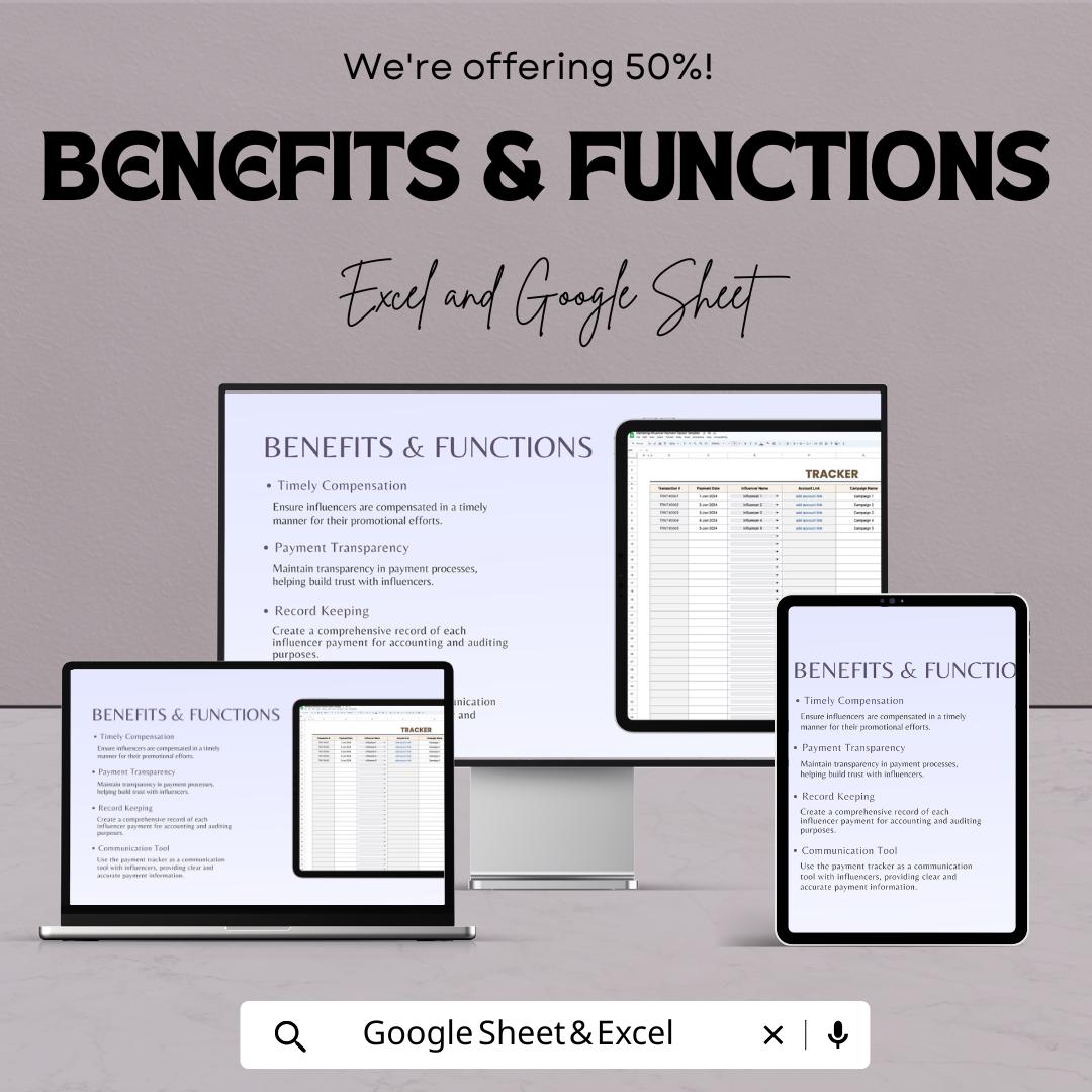 Influencer Payment Tracker Template | Marketing Payment Log Spreadsheet | Influencer Finance Tracker | Payment Status & Management Tool
