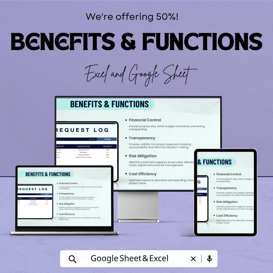 Change Request Log Template | Project Change Tracker | Budget Management Spreadsheet | Excel & Google Sheets Template | Project Management