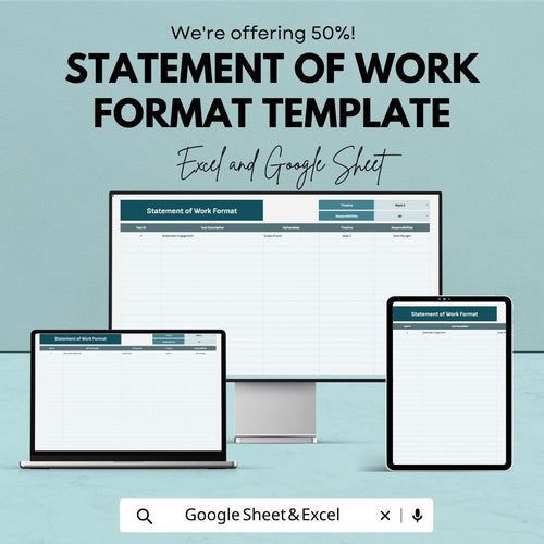 Statement of Work Template | SOW Template Spreadsheet | Project Scope Document Template | Work Agreement Planner