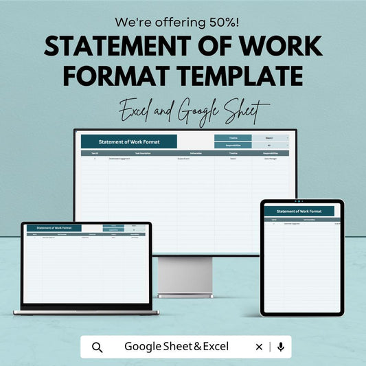 Statement of Work Template | SOW Template Spreadsheet | Project Scope Document Template | Work Agreement Planner