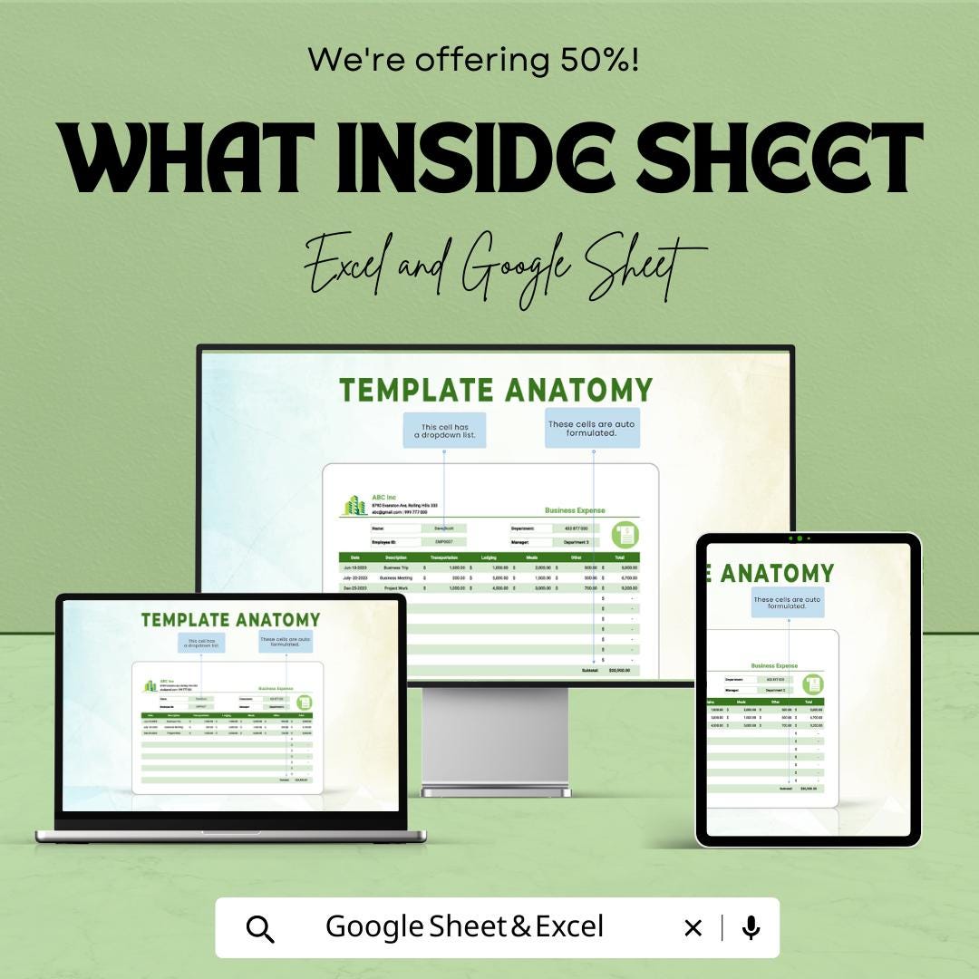 Business Expense Sheet Template | Excel and Google Sheets Expense Tracker | Small Business Budget Spreadsheet | Income and Expense Log