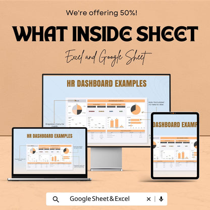 HR Dashboard Examples Sheet | Excel & Google Sheet Template | HR Analytics Dashboard | Employee Performance Metrics