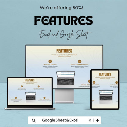 Chef Schedule Template | Restaurant Staff Schedule Spreadsheet | Kitchen Task Planner | Excel & Google Sheets | Restaurant Shift Planner