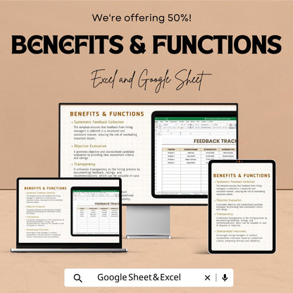 Hiring Manager Feedback Log HR Template, Interview Feedback Tracker, Recruitment Evaluation Sheet, Hiring Process Tracker