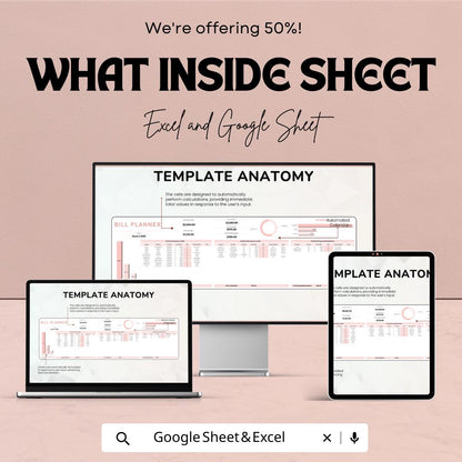 Bill Planner Template Excel and Google Sheets | Monthly Bill Tracker Spreadsheet | Budget Bill Organizer | Expense & Payment Tracker