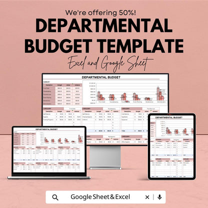Departmental Budget Template | Excel and Google Sheets Expense Tracker | Business Budget Planner | Financial Management Spreadsheet |