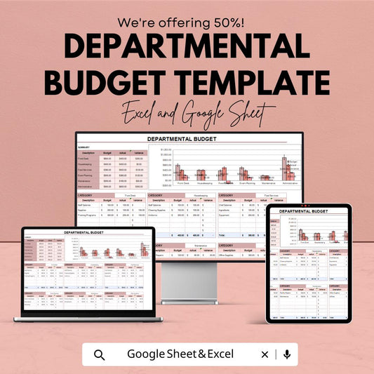 Departmental Budget Template | Excel and Google Sheets Expense Tracker | Business Budget Planner | Financial Management Spreadsheet |