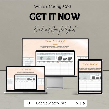 Job Board Subscription and Renewal Tracker HR Template | Excel & Google Sheets | Recruitment Management Spreadsheet