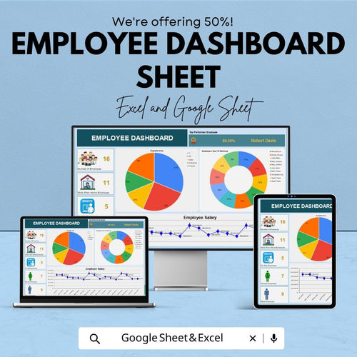 Employee Dashboard Template - Google Sheet | Employee Performance Tracker | HR Metrics | Work Hours, Salary, & Productivity Analysis