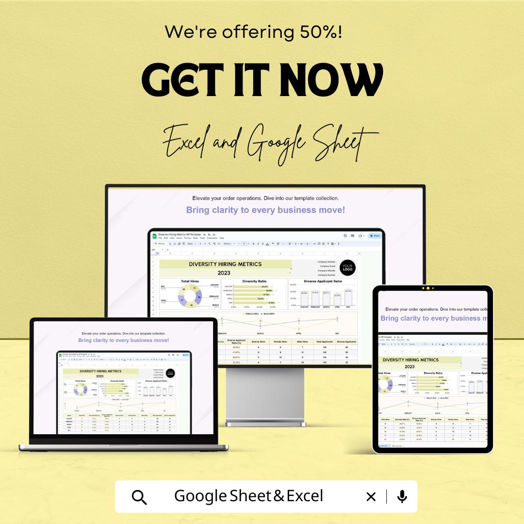 Diversity Hiring Metrics HR Template | Excel & Google Sheets DEI Dashboard | Recruitment Diversity Tracking Spreadsheet