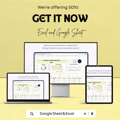 Diversity Hiring Metrics HR Template | Excel & Google Sheets DEI Dashboard | Recruitment Diversity Tracking Spreadsheet