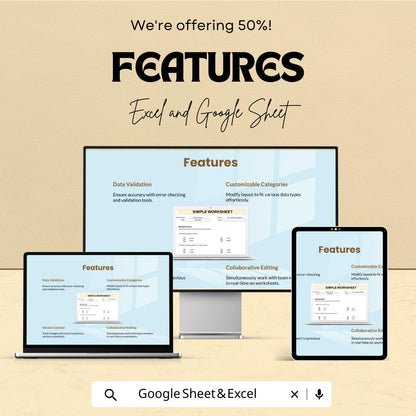 Simple Editable Worksheet Template | Google Sheets & Excel | Classroom Quiz Form | Homeschool Assignment | Digital Download