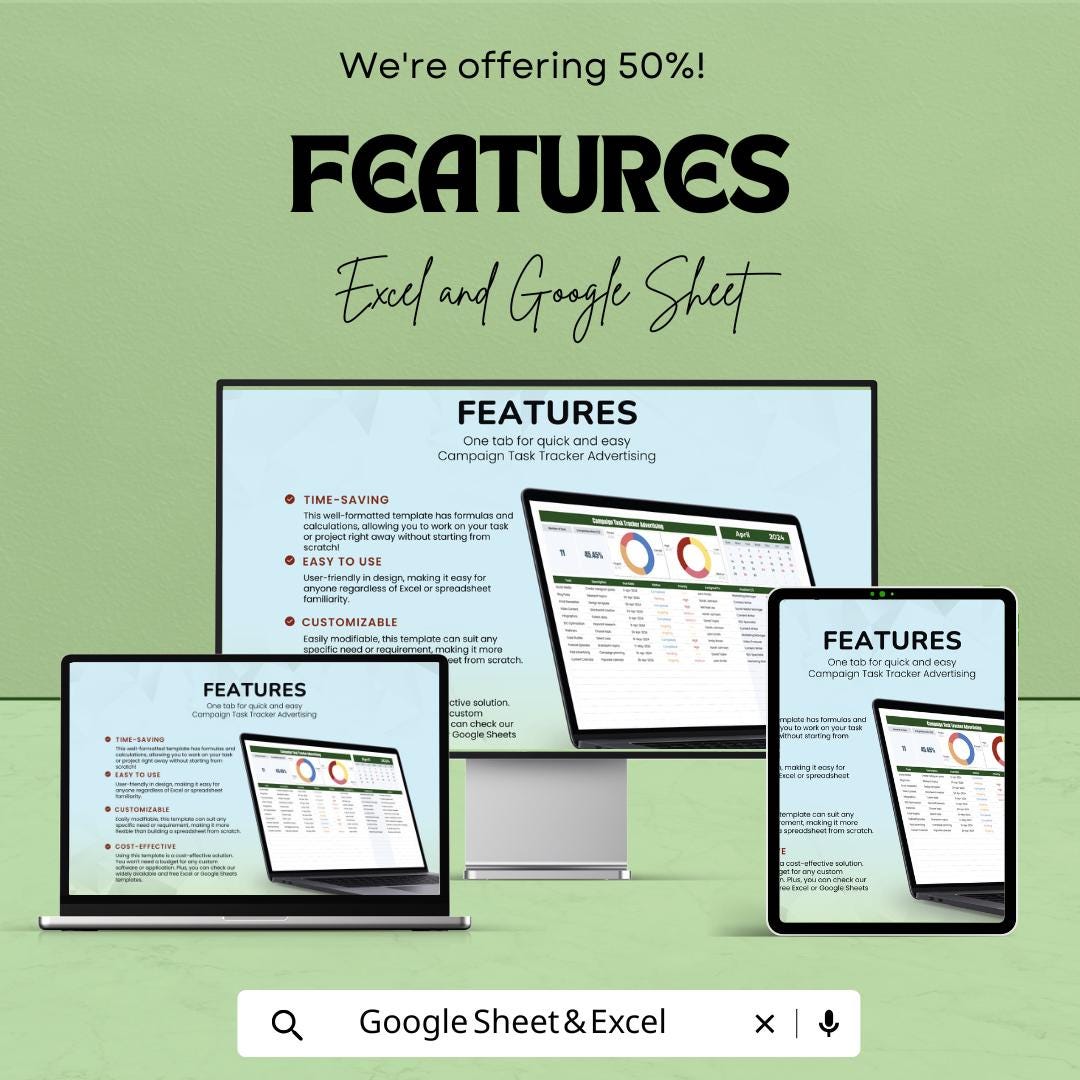 Campaign Task Tracker Advertising Template | Campaign Planner Dashboard | Task Status Tracker | Advertising Workflow Sheet