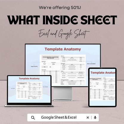 Finance Mergers & Acquisitions Deal Analysis Template | MandA Financial Model | Acquisition Valuation Tool | Excel and Google Sheets